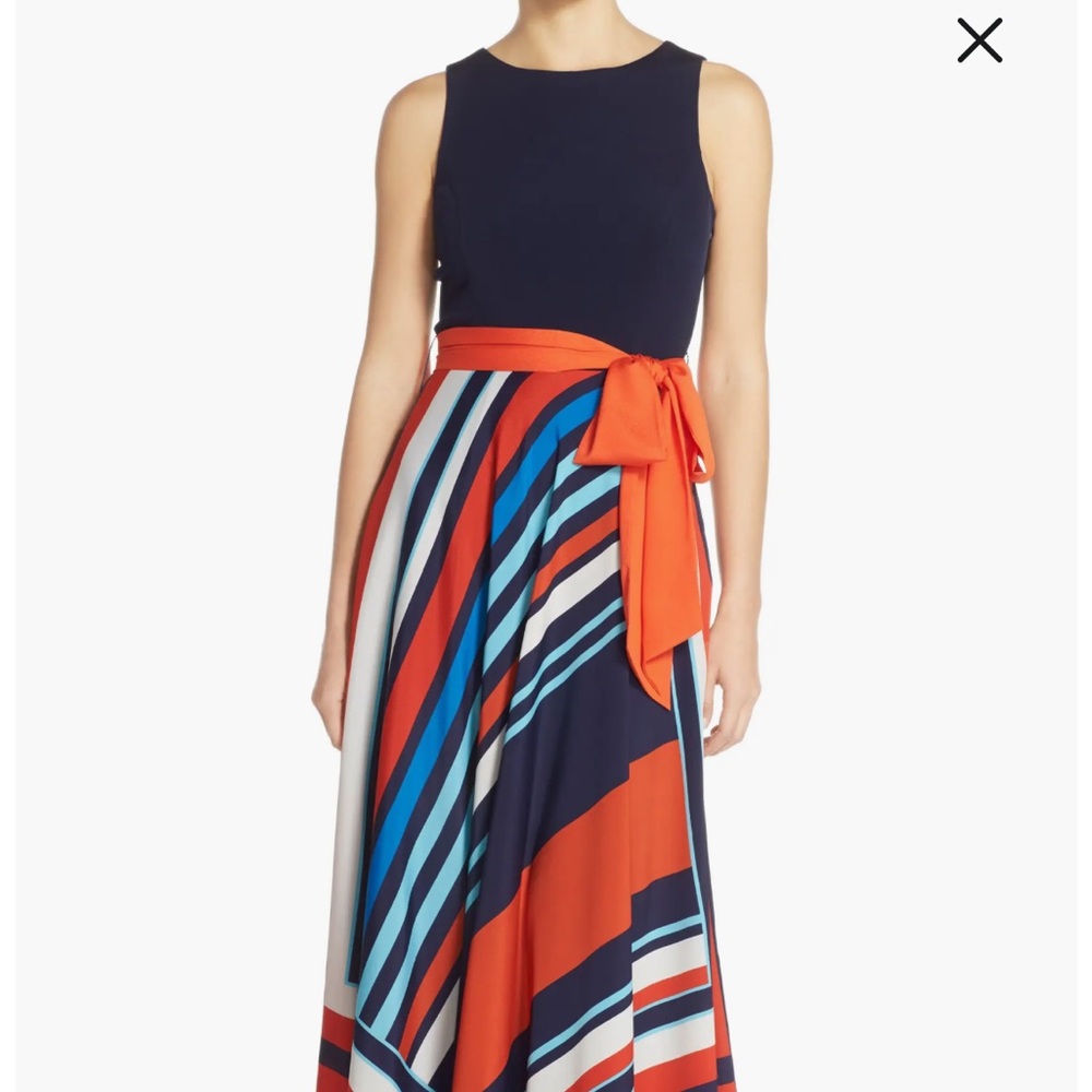 Eliza J Jersey and Stripe Maxi dress